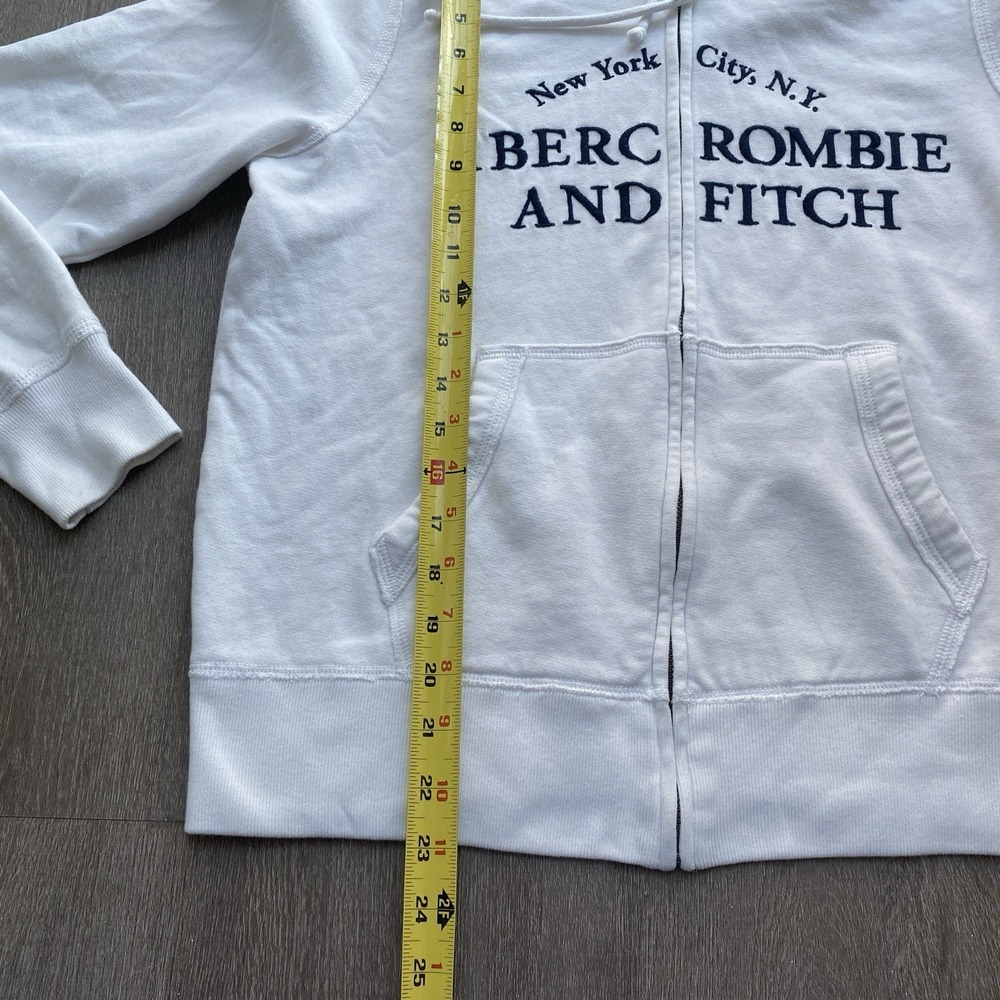 Y2K Abercrombie & Fitch White Logo Zip Up Hoodie Size Small 1444 - Picture 5 of 6